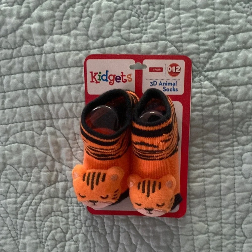 Kidgets Tiger Baby Socks in Orange and Black